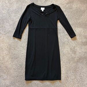 LOFT Black Dress with Lace Up Neckline